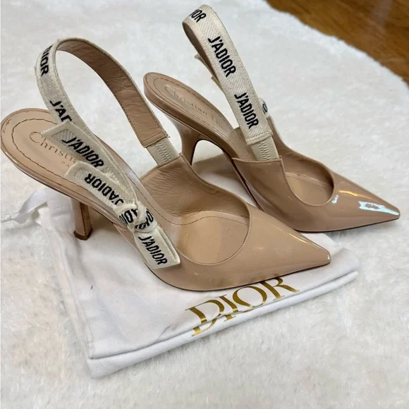 J'Adior Nude Patent Leather Slingback Pumps - Picture 3 of 7